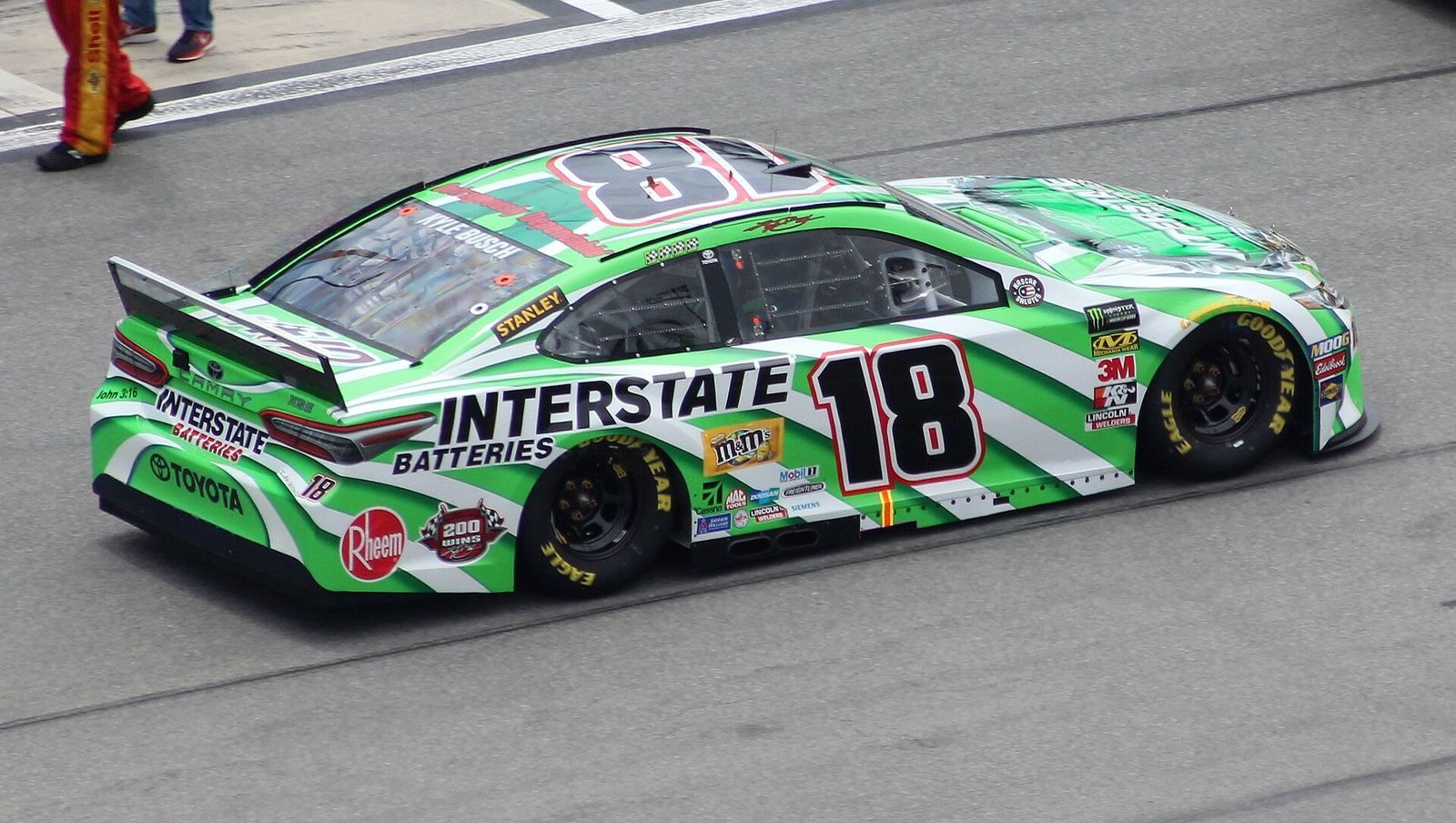 Kyle Busch's green and white No. 18 Interstate Batteries Toyota at Daytona